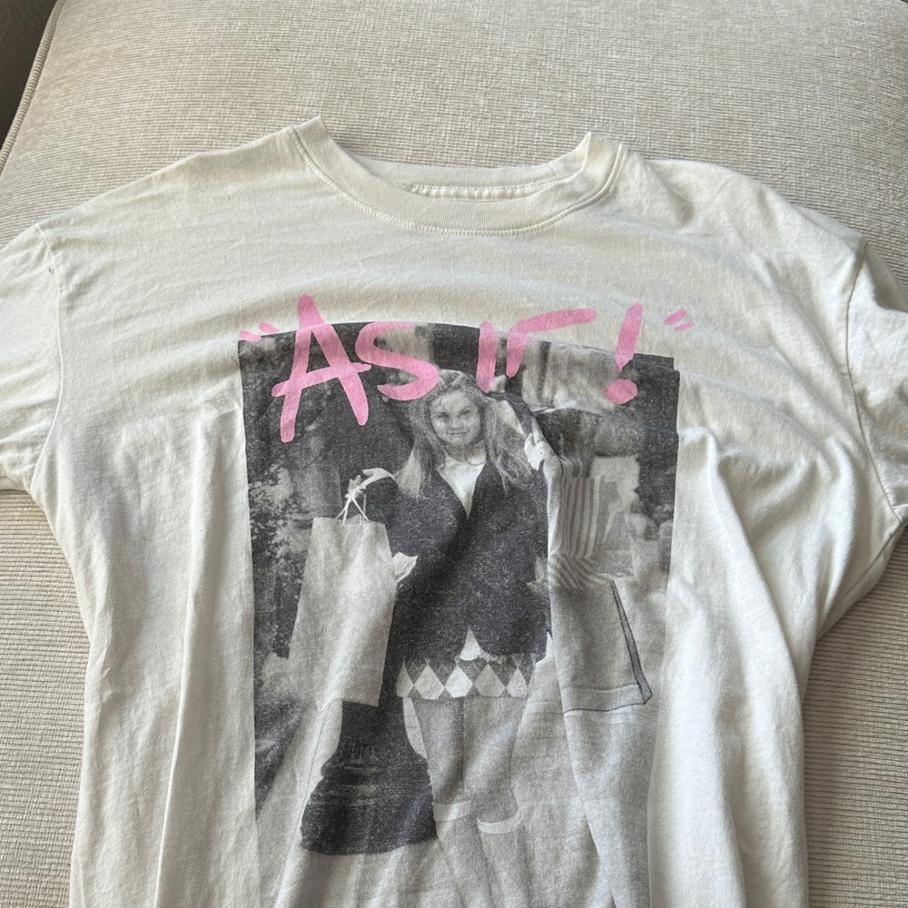 Hollister White and Pink Graphic Tee